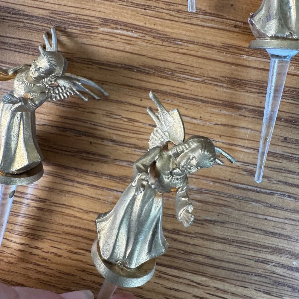 Set of 23 Vintage Gold Tone Angel Christmas Pick‎ Ornaments 1.5 inch